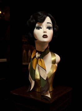 Foulard Satin - Grün/Gelb/Weiss