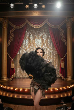 Burlesque Federfächer - Schwarz (Gross)