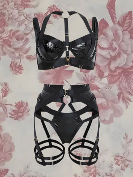 Lingerie Set - Schwarz Lack