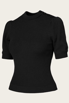 The Top Drawer Top - Schwarze Wolle (30er, 40er, 50er Jahre Stil)