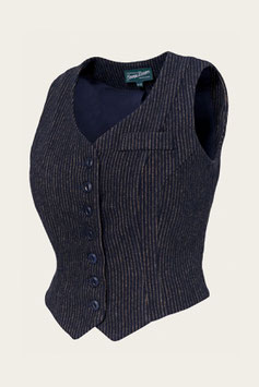The Suit Up Waistcoat - Marineblau und braun gestreifter Wollstoff