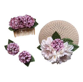3er Set - Fascinator, Haarkamm, Schuhclips