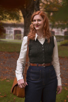 The Sassy Sweater Vest - Kieferngrün melierte Wolle