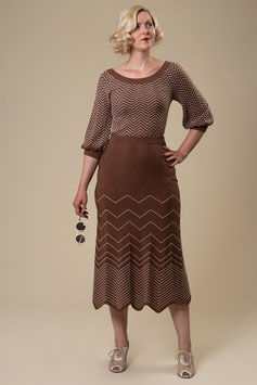 The Deco Darling Skirt, Hazelnut / Ivory (30er Jahre Stil)