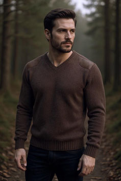 Walker and Hawkes – Herrenpullover mit V-Ausschnitt Braun