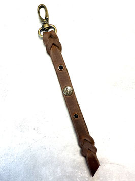 Leadrope Hanger Braun - Messing - Triskele, schwarzes Steinchen