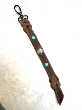Leadrope Hanger Dunkelbraun - Triskele, Türkise Steinchen