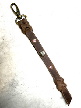 Leadrope Hanger Dunkelbraun Messing - Triskele, rose Glitzer / gold