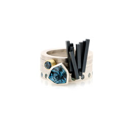 Shard Ring with Topaz & Sapphires