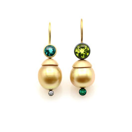 South Sea Pearls with Green Gems