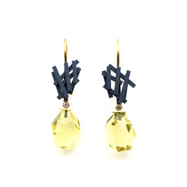 Lemon-Quartz & oxidised Rectangles