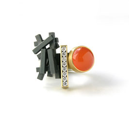 Ring Stack with Carnelian & Diamonds