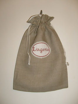 sac lingerie en lin brodé rouge