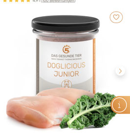 DOGLICIOUS JUNIOR - Premium Nassfutter für Welpen mit Hühnchen, Kartoffel & Fenchel - 6 x 290 g