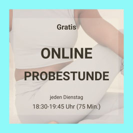 GRATIS ONLINE PROBESTUNDE (Anfängerfreundlich), am Dienstag, 18:30-19:45 Uhr (75 Min.).
