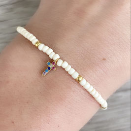 Armband "Mini, Kreuz, ivory, bunt"