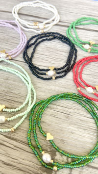Set Mini-Armbändchen,  Herz, Süßwasserperle