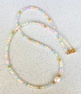 Kette, neon rainbow, Süßwasserperle, glow in the dark