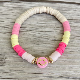 Katsuki-Armband "Smiley, rosa, bunt"