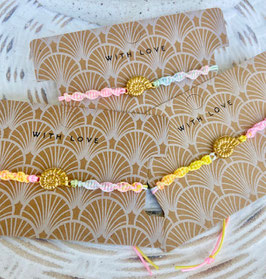 Makramee-Armband, Schnecke, yellow Rainbow