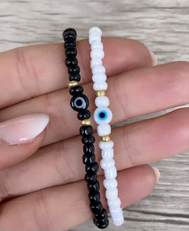Armband-Set "Black & White, Evil Eye"