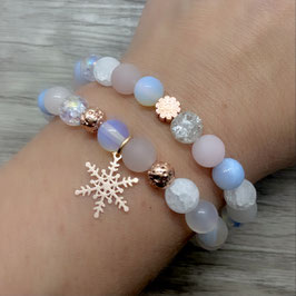 Armband-Set, Halbedelsteine "Schneeflocke, roségoldfarben"