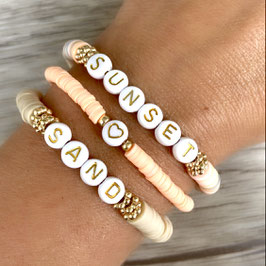 Katsuki-Armbänder apricot, taupe "Sunset, Sand"