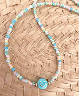 Kette bunt, türkis, Smiley