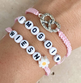 Makramee-Armband, Oktoberfest, rosa, Buchstaben