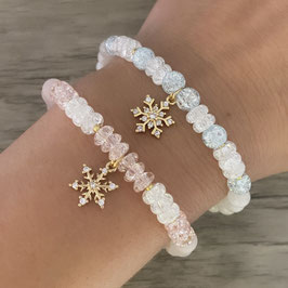 Armband, Bergkristall, Schneeflocke "Winter Wonderland"