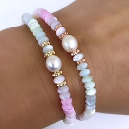 Armband, Muschelperlen, Rainbow, Süßwasserperle