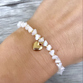 Armband, eckige Kristallperlen, Herz/Stern