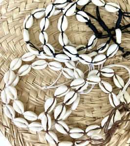Fußkettchen, große Kauri-Muscheln, Makramee