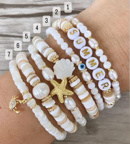 1 Armband, weiß-beige Muschelperlen, Süßwasserperlen