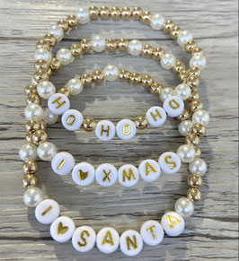 XMAS Buchstaben-Armband, Gold, weiß