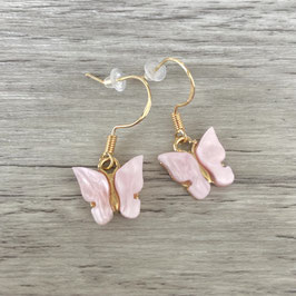 Schmetterling-Ohrhänger, rosa, gold