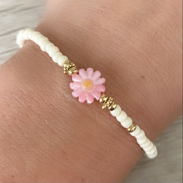 Gänseblümchen-Armband "Perlmutt, rosa-pink"