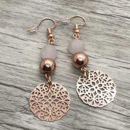 Ohrhänger "Ornament, Halbedelsteine, roségoldfarben"