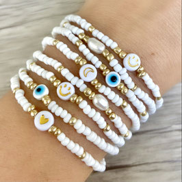 Mini-Armband nach Wahl "Rocailles, weiß, gold"
