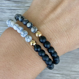 Armband, Onyx, Magnesit, Picasso Jaspis