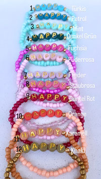 1 Armband, "Happy", Buchstaben, Rocailles