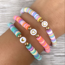 Katsuki Armband Rainbow, weiß, Herz, Smiley