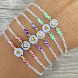 Mini-Armbändchen, Streifen, Smiley, Herz