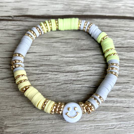 Katsuki-Armband "Smiley, gelb, grau"