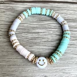 Katsuki-Armband "Smiley, türkis, grau"
