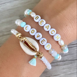 Armband-Set Buchstaben, Kauri, "Beach Lover"