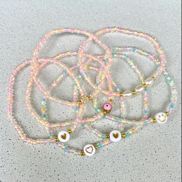 Mini-Armband, neon, Smiley, Herz, Kleeblatt, Evil Eye etc.