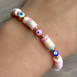 Katsuki Armband "Soft rainbow, Evil Eye, gold"