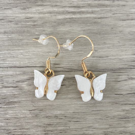 Schmetterling-Ohrhänger, weiß, gold
