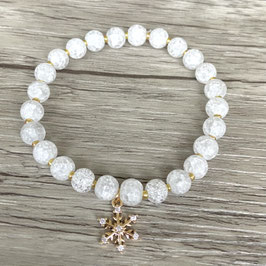 Armband, Halbedelsteine "filigrane Schneeflocke, Bergkistall, matt"
